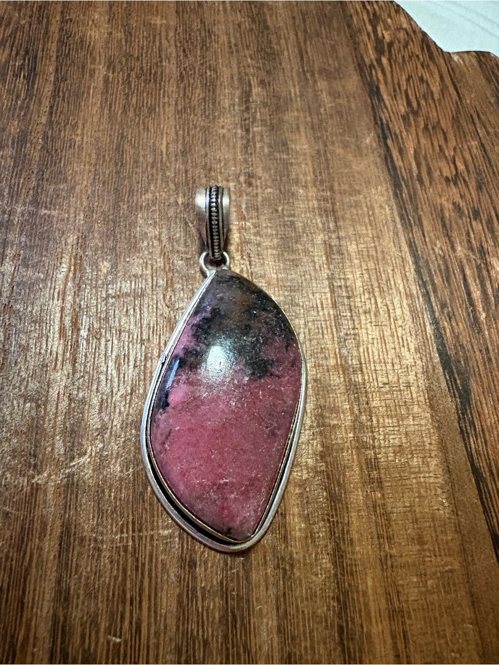 Rhodonite Pink and Black Stone Pendant